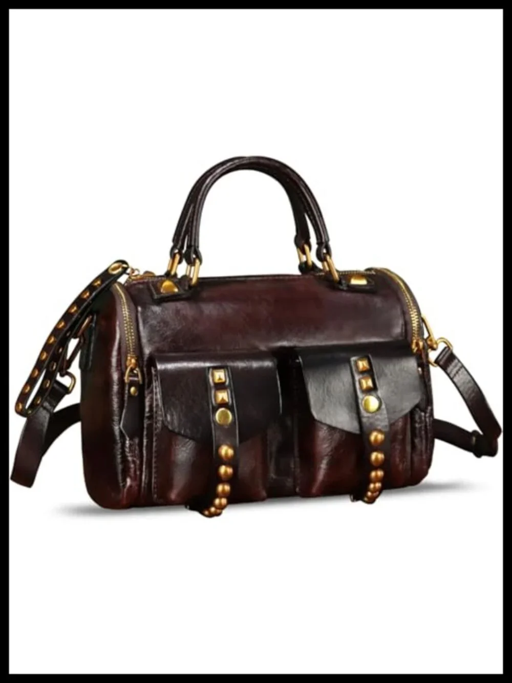 Genuine Leather Satchel Purse - Vintage Top Handle Crossbody Bag